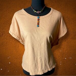 Free People Tan Short Sleeve Tee